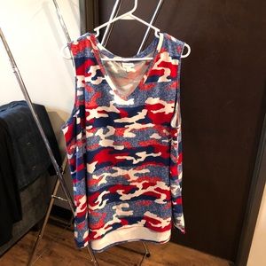 LuLaRoe red white blue camo tank top patriotic